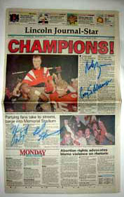 Picture of Athlon CTBL-001226a Nebraska Cornhuskers Signed National Champions 1995 4 Sig Newspaper