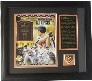 Picture of Athlon CTBL-011900 Cal Ripken&#44; Jr. Unsigned Baltimore Orioles Hall of Fame Collage Photo Custom Framed with Collectors Pin - 8 x 10