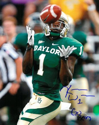 Picture of Athlon CTBL-017108 Kendall Wright Signed Baylor Bears 8 x 10 Photo - No.1 Go Bears Green Jersey Catch