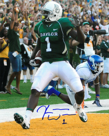 Picture of Athlon CTBL-017109 Kendall Wright Signed Baylor Bears 8 x 10 Photo - No.1 Green Jersey TD