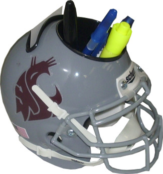 Washington State Cougars (Gray) NCAA Football Schutt Mini Helmet Desk Caddy - College Mini Helmets