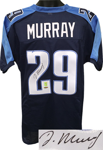 Picture of Athlon CTBL-018863N Demarco Murray Signed Blue Custom Stitched Pro Style Football Jersey - Murray-Tri-Star Holograms - Navy - Extra Large