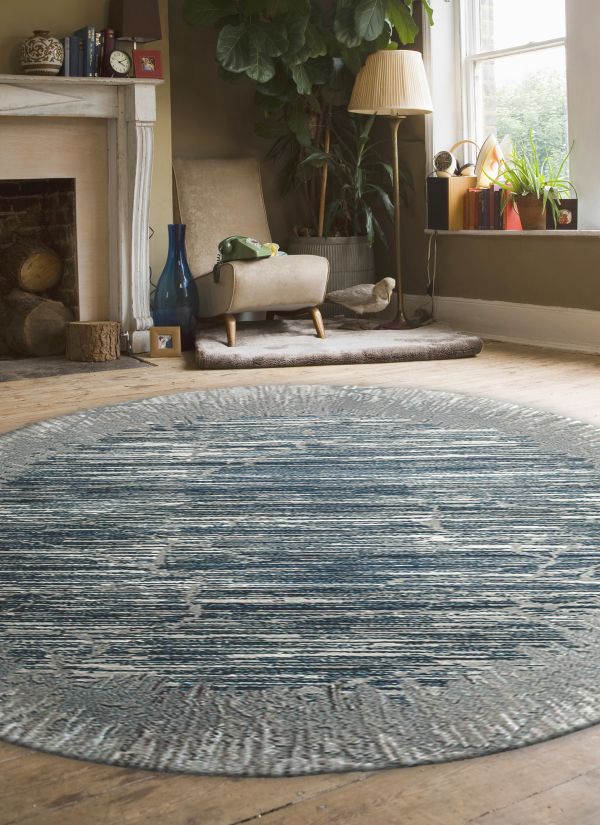1229-1025-BLUE 5 ft. 3 in. Davide Round Area Rug - Blue - 5' 3in -  Auric, AU3179904