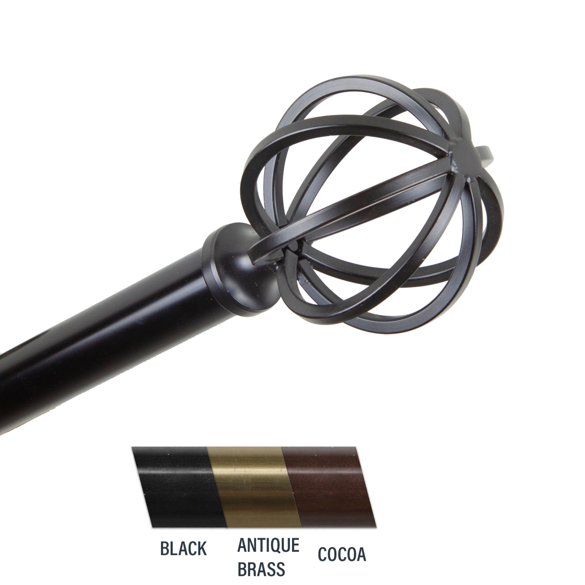 4862-282 Crate 0.81 in. Curtain Rod, 28-48 in. - Black