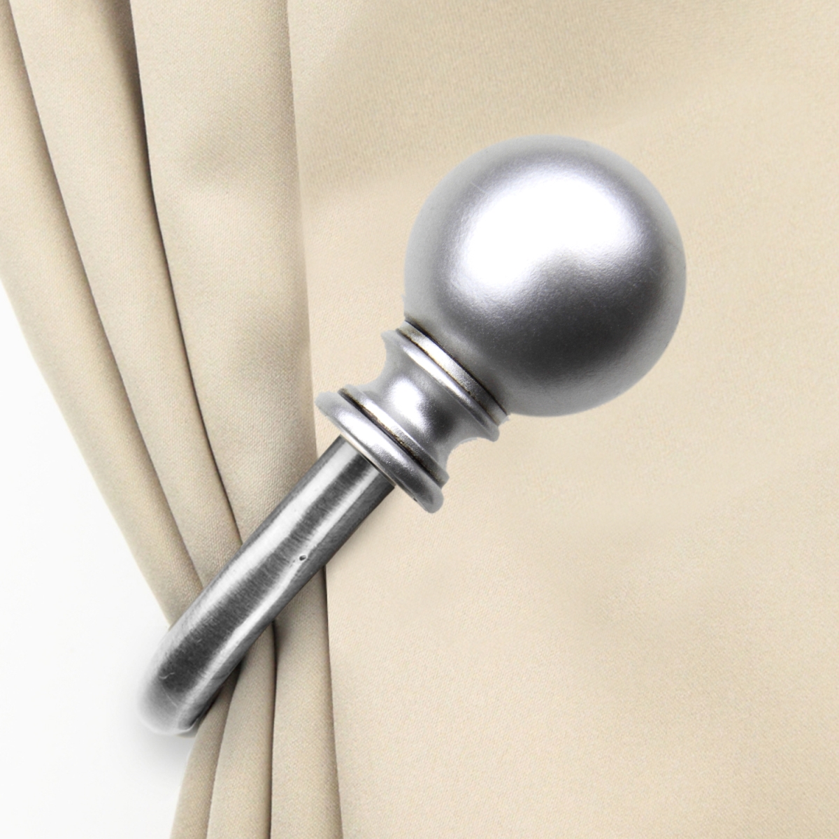 Aria Curtain Holdback Set, Satin Nickel - Set of 2