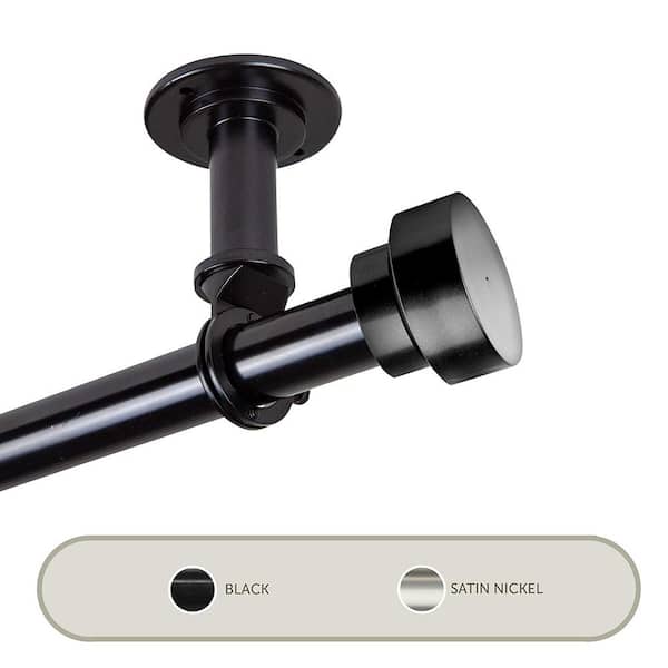 1 in. Cover Ceiling Curtain Rod or Room Divider for 28 to 48 in. Windows, Black