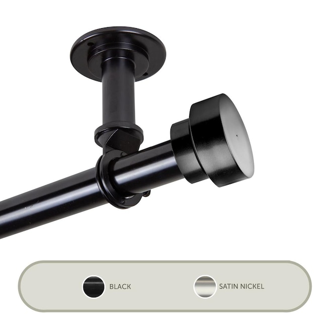 100-37-662CL 1 in. Cover Ceiling Curtain Rod or Room Divider for 66 to 120 in. Windows, Black
