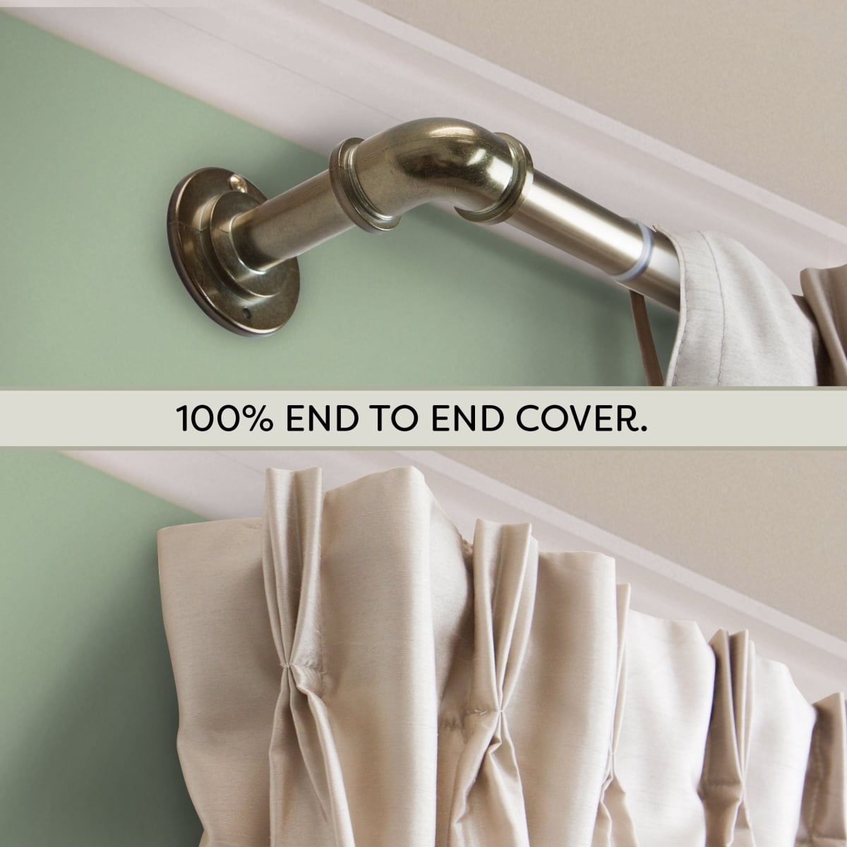 BOT100-844 1 in. Blackout Curtain Rod with 84 to 120 in. Extension, Antique Brass - 3 Piece
