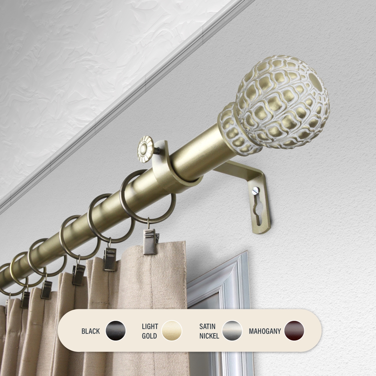 Picture of Central Design 100-05-283 1 in. Velia Curtain Rod with 28 to 48 in. Extension&#44; Gold