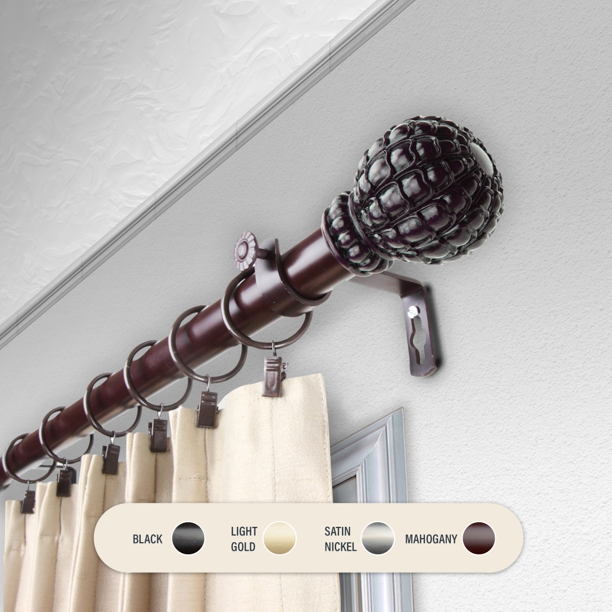 Picture of Central Design 100-05-286 1 in. Velia Curtain Rod with 28 to 48 in. Extension&#44; Mahogany