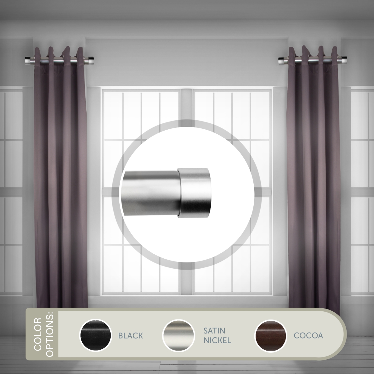 SIDE150-5 1.5 in. Basic Side Curtain Rod Set for 12 to 20 in. Winodws, Satin Nickel - Set of 2