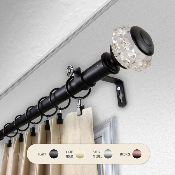 100-59-992 1 in. Lyla Curtain Rod with 120 to 170 in. Extension, Black