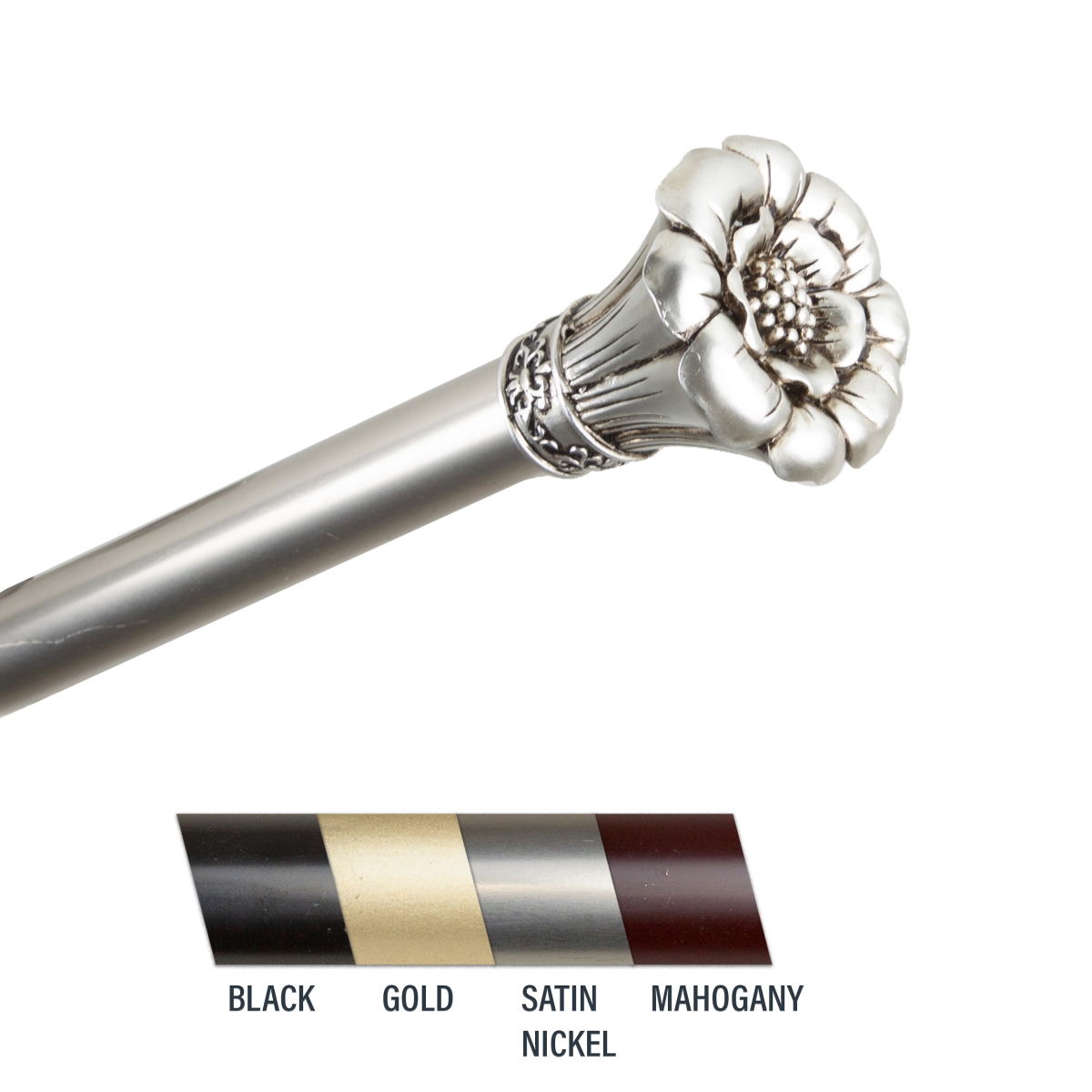 Flora 1 in. Curtain Rod, 28-48 in. - Satin Nickel