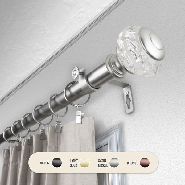 100-59-665 1 in. Lyla Curtain Rod with 66 to 120 in. Extension, Satin Nickel