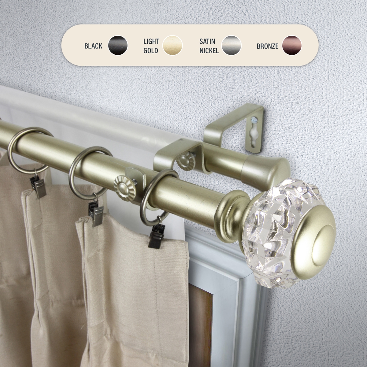 100-59-663-D 1 in. Lyla Double Curtain Rod with 66 to 120 in. Extension, Gold