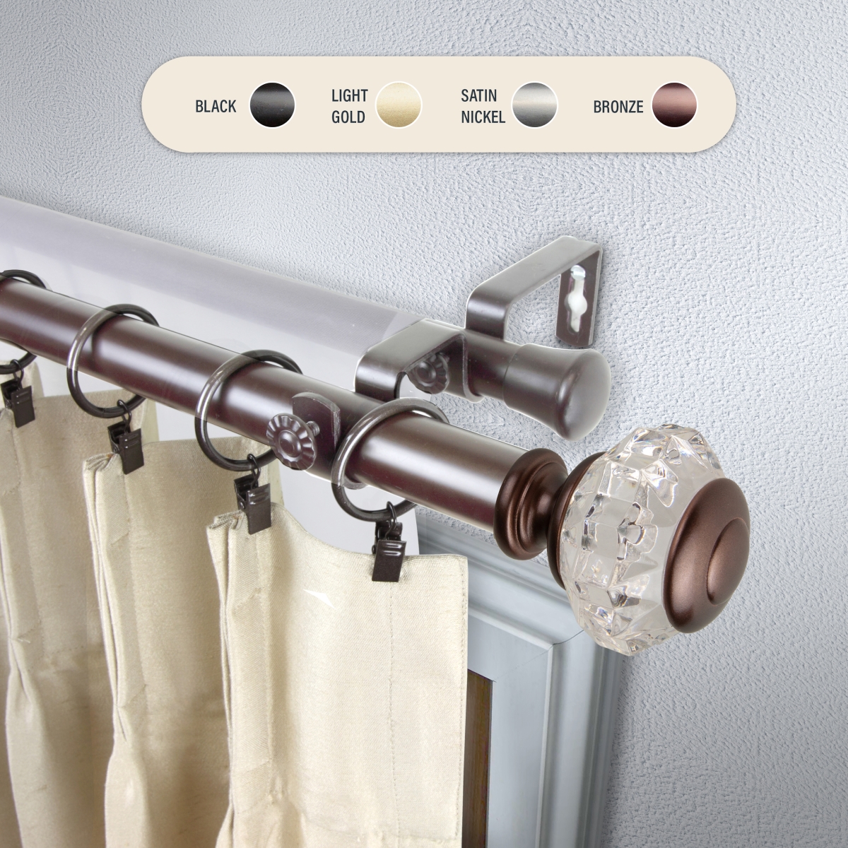 100-59-669-D 1 in. Lyla Double Curtain Rod with 66 to 120 in. Extension, Bronze