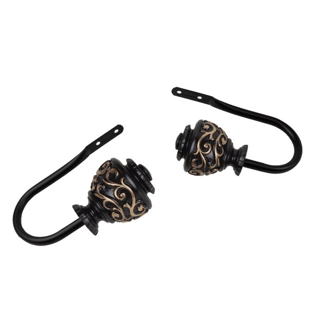 4889-032 Harmony Curtain Holdback, Black - Set of 2