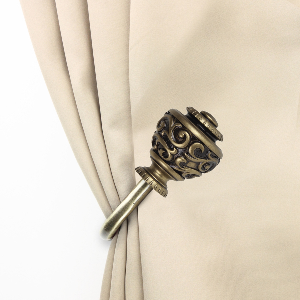 Harmony Curtain Holdback Set, Antique Brass - Set of 2