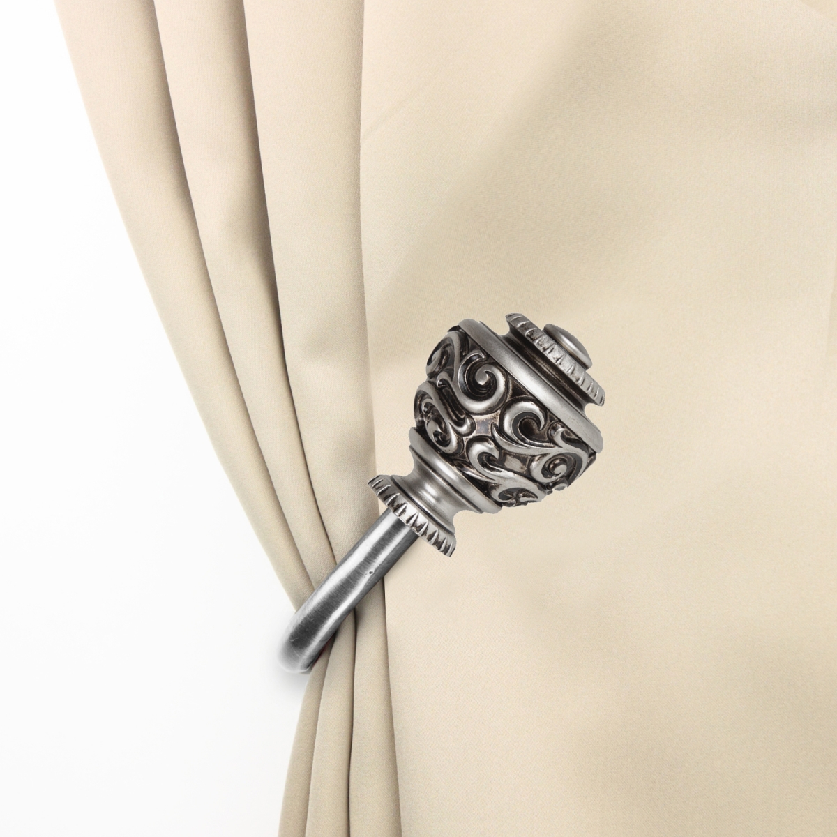 Harmony Curtain Holdback Set, Satin Nickel - Set of 2