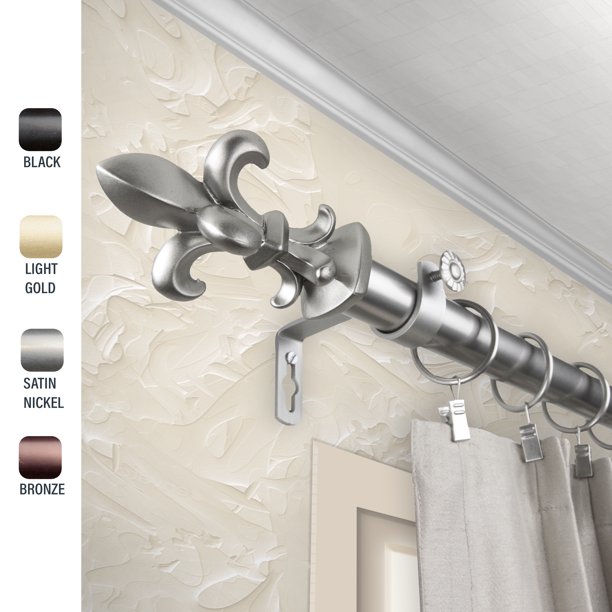 100-45-665 1 in. Silas Curtain Rod with 66 to 120 in. Extension, Satin Nickel