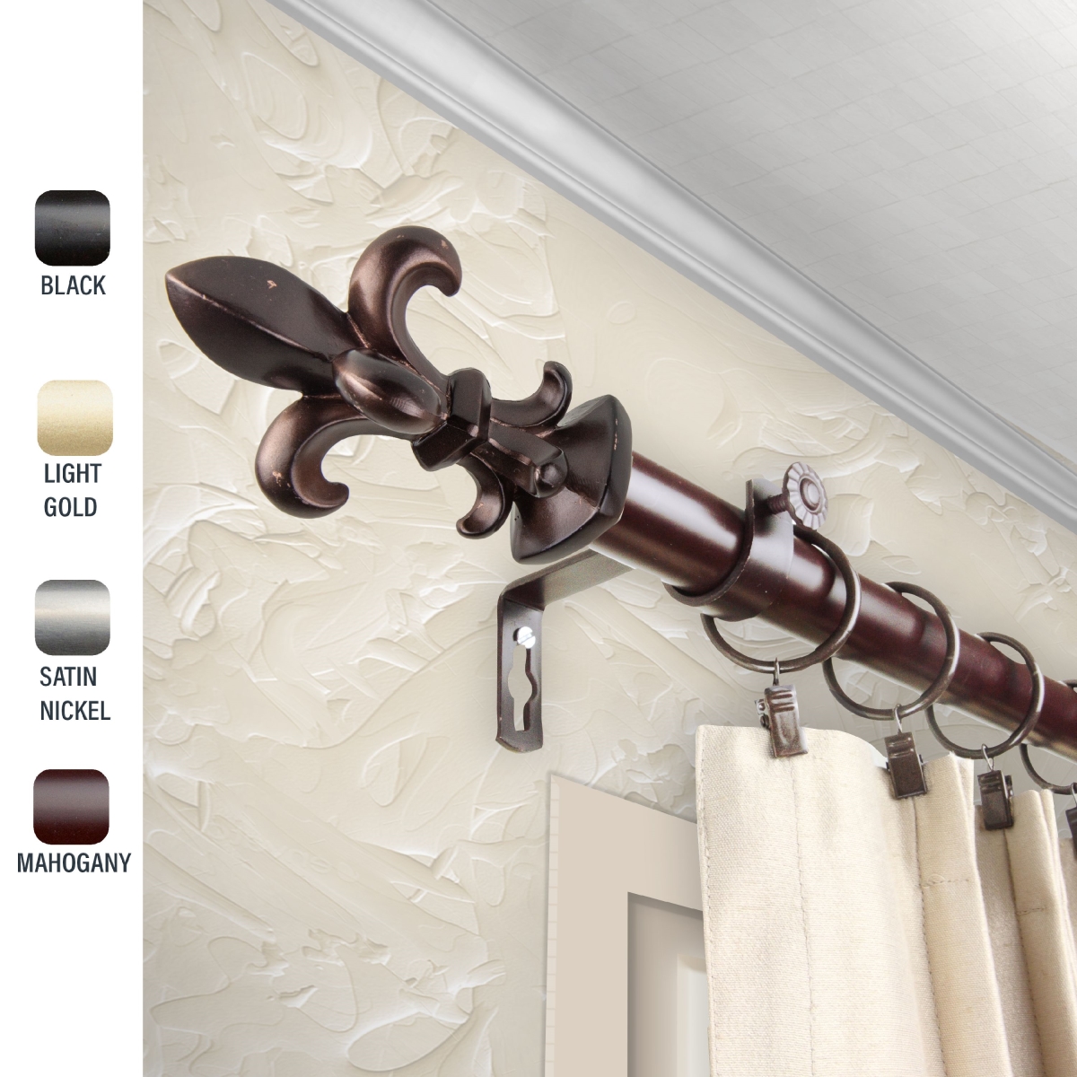 100-45-669 1 in. Silas Curtain Rod with 66 to 120 in. Extension, Bronze
