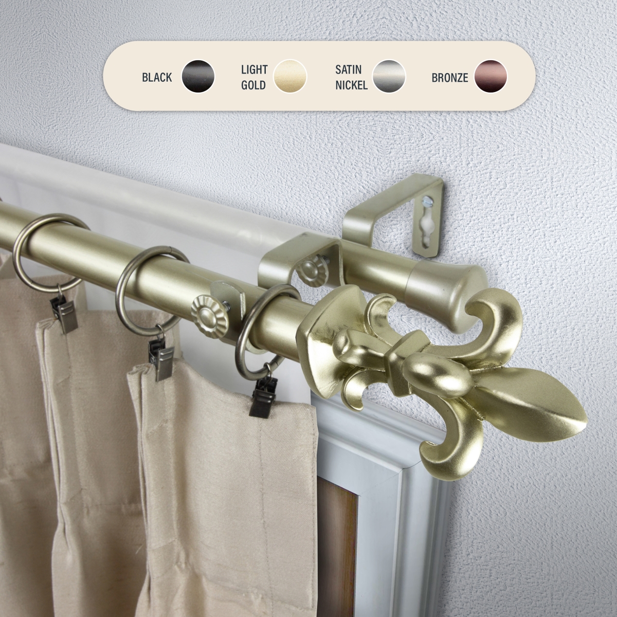 100-45-993-D 1 in. Silas Double Curtain Rod with 120 to 170 in. Extension, Gold