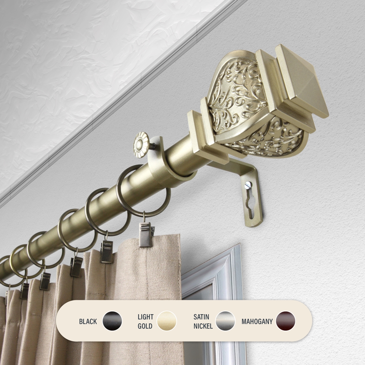 Picture of Central Design 100-14-283 1 in. Harrison Curtain Rod with 28 to 48 in. Extension&#44; Light Gold