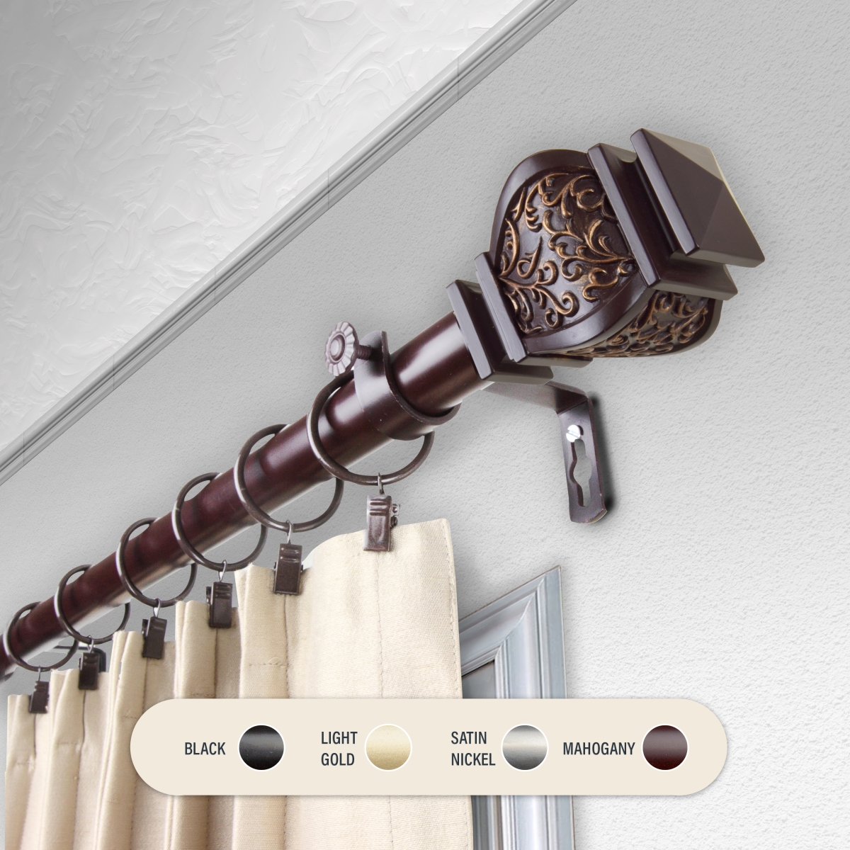 Picture of Central Design 100-14-486 1 in. Harrison Curtain Rod with 48 to 84 in. Extension, Mahogany
