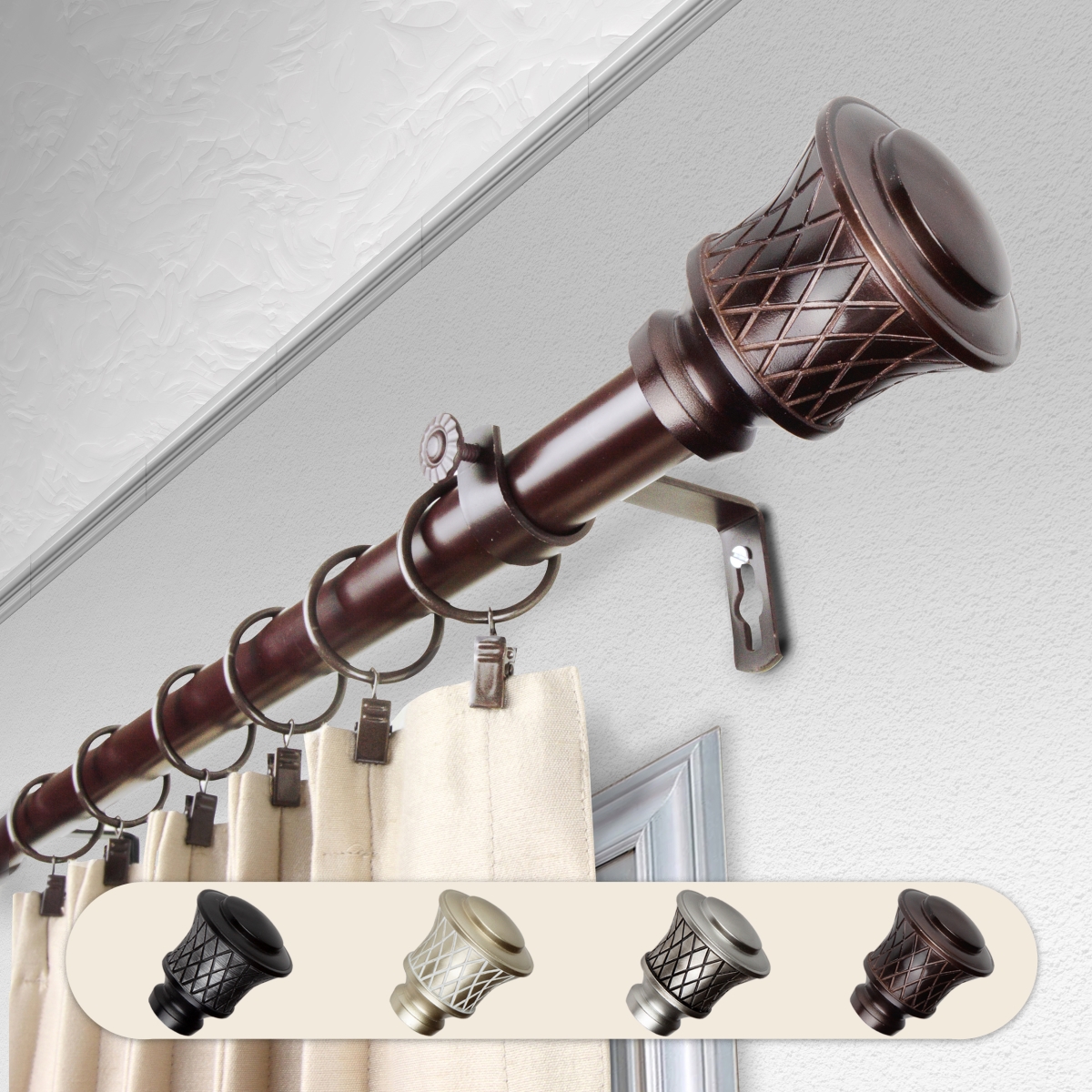 1 in. Dia. Alina Curtain Rod, Bronze - 48-84 in.