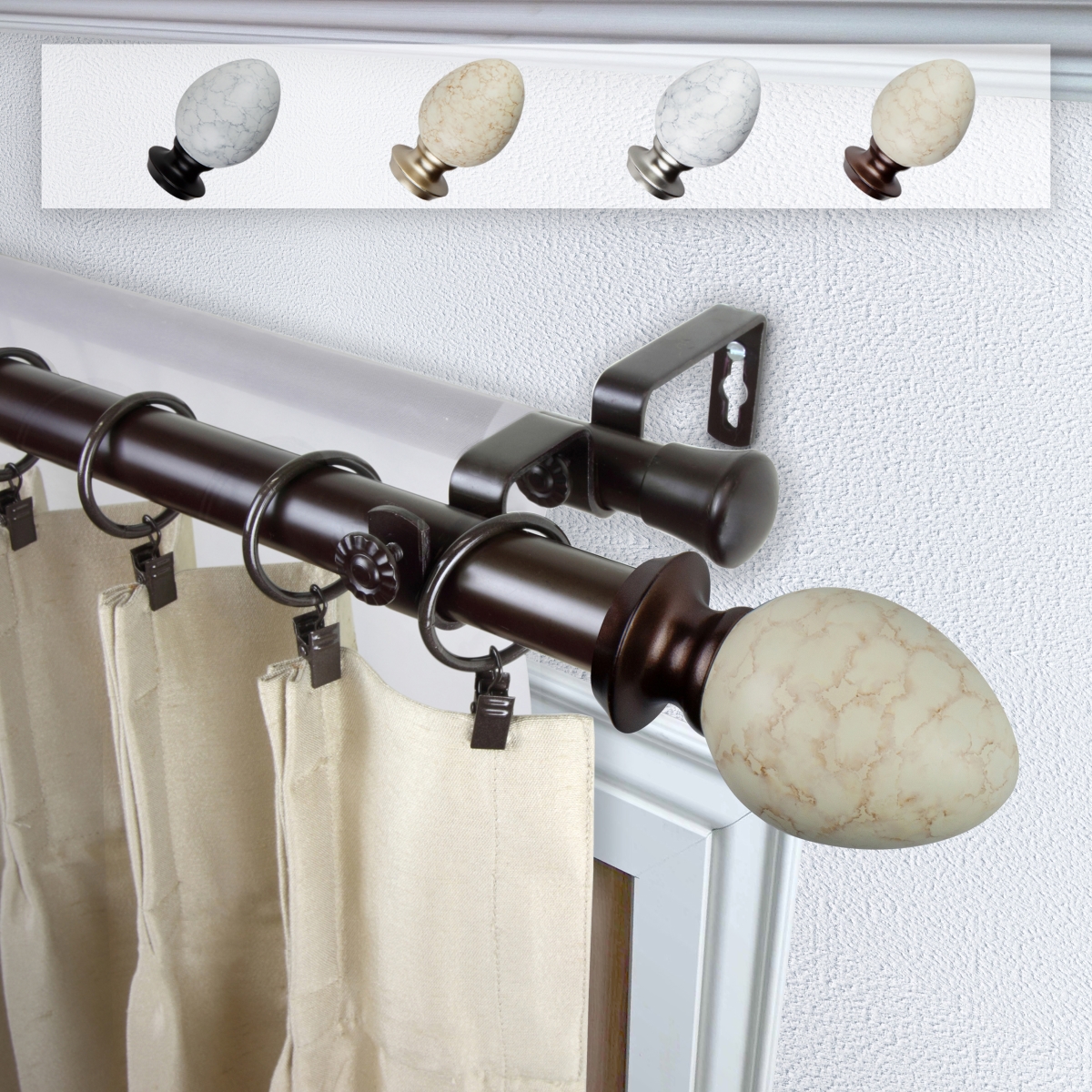 1 in. Dia. Afra Curtain Rod, Bronze - 120-170 in.