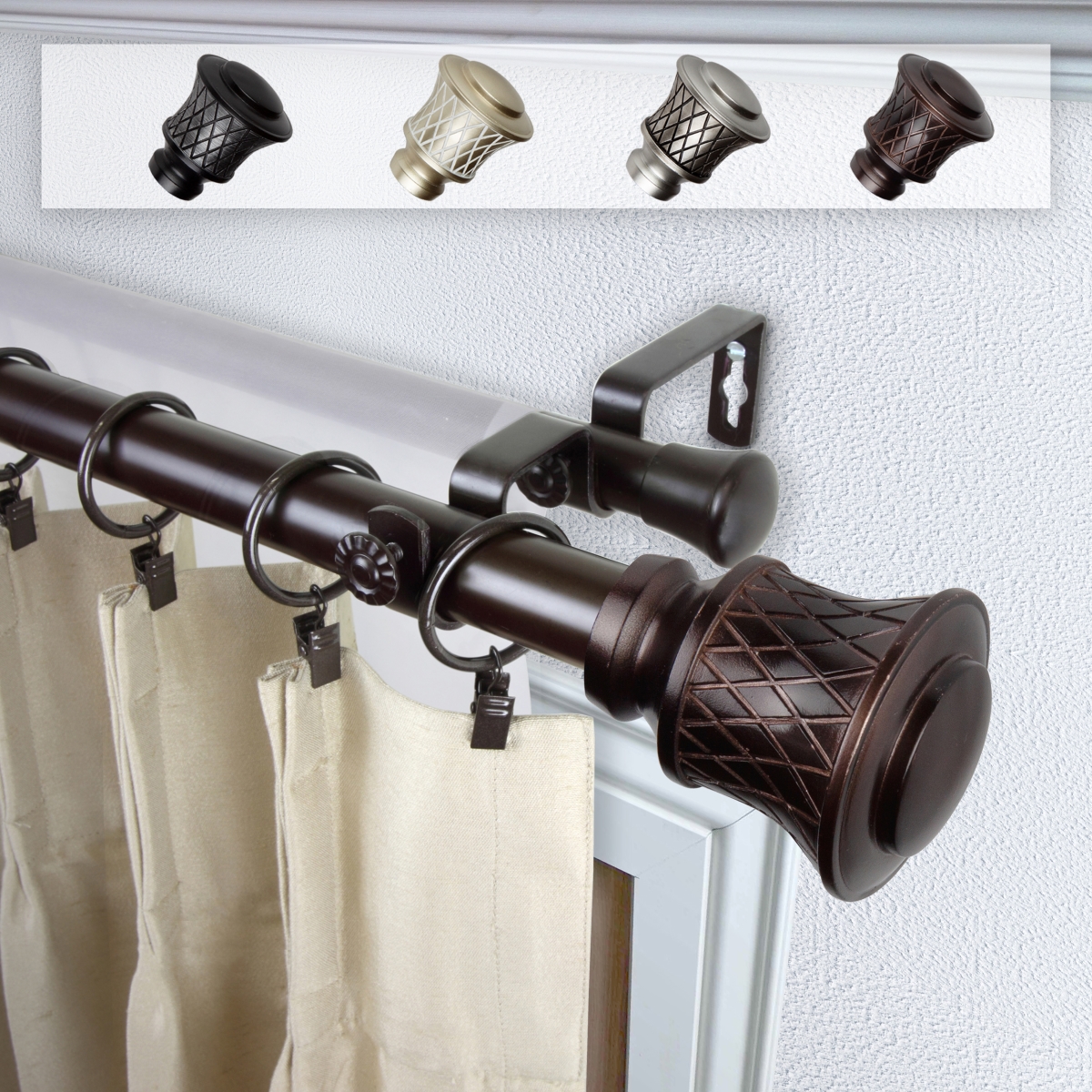 1 in. Dia. Alina Curtain Rod, Bronze - 48-84 in.