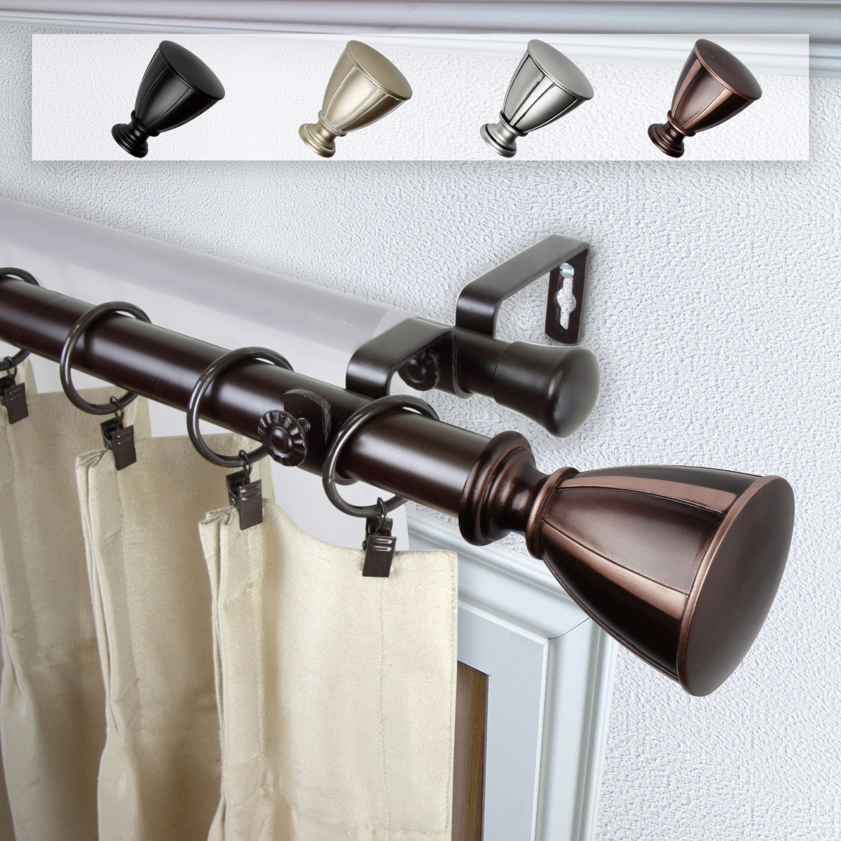 1 in. Dia. Maja Curtain Rod, Bronze - 48-84 in.