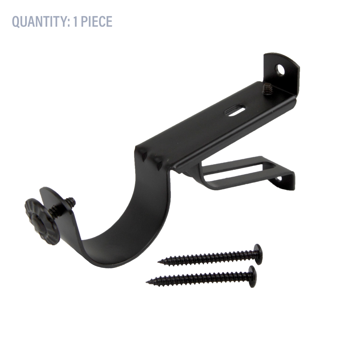 1.5 in. Dia. Single Curtain Rod Mounting Bracket, Black