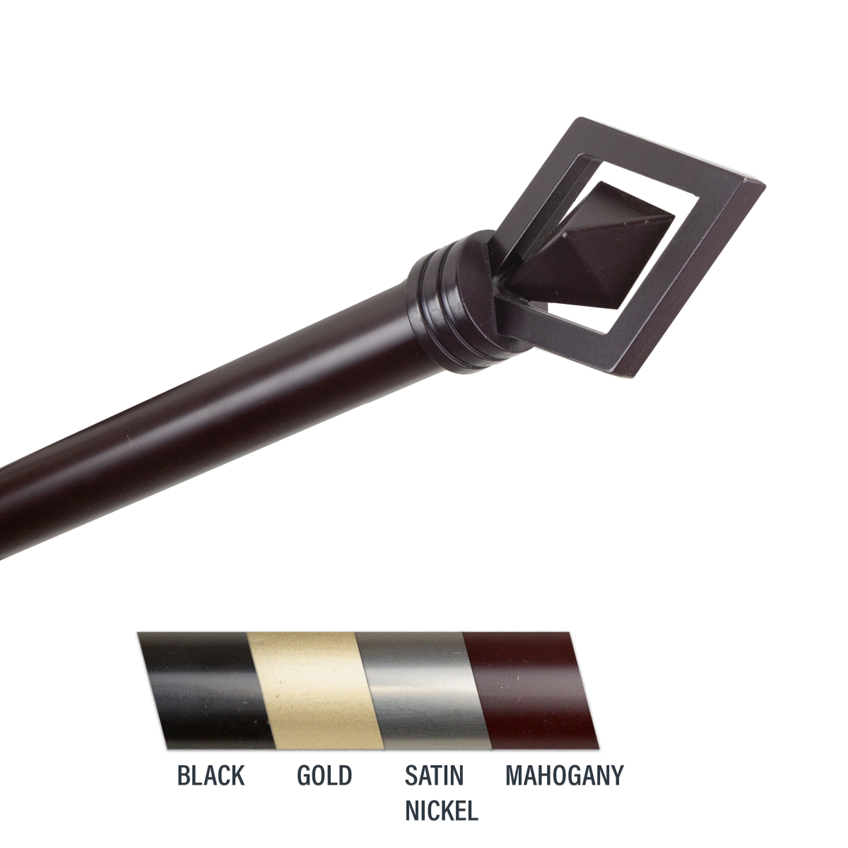 100-69-486 Lance 1 in. Curtain Rod, 48-84 in. - Mahogany