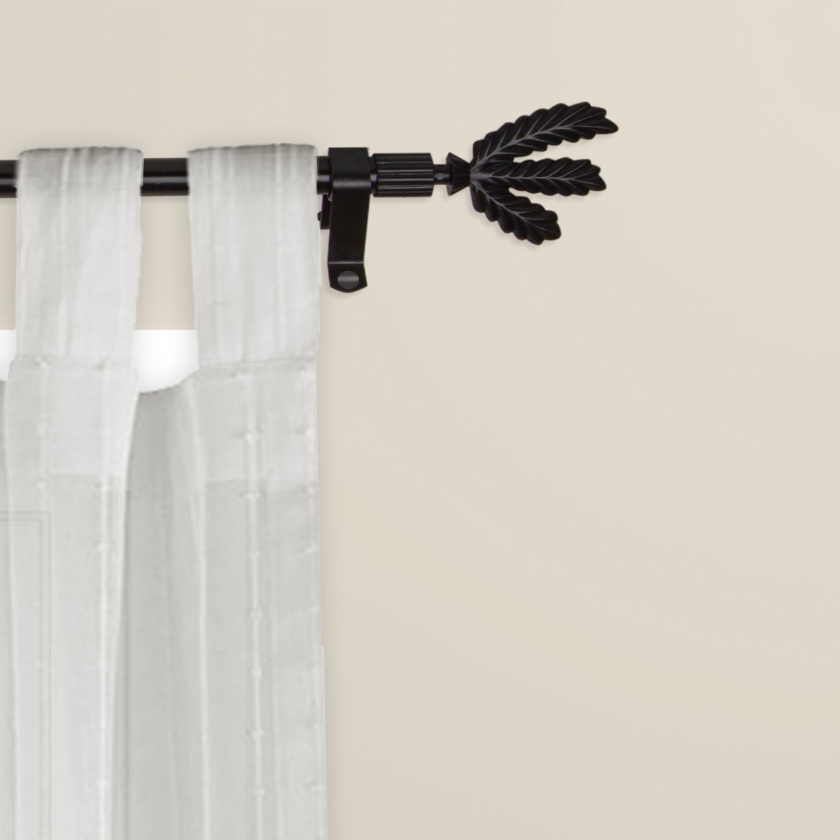 0.437 in. Dia. Alivia Cafe Curtain Rod, Black - 28-48 in.