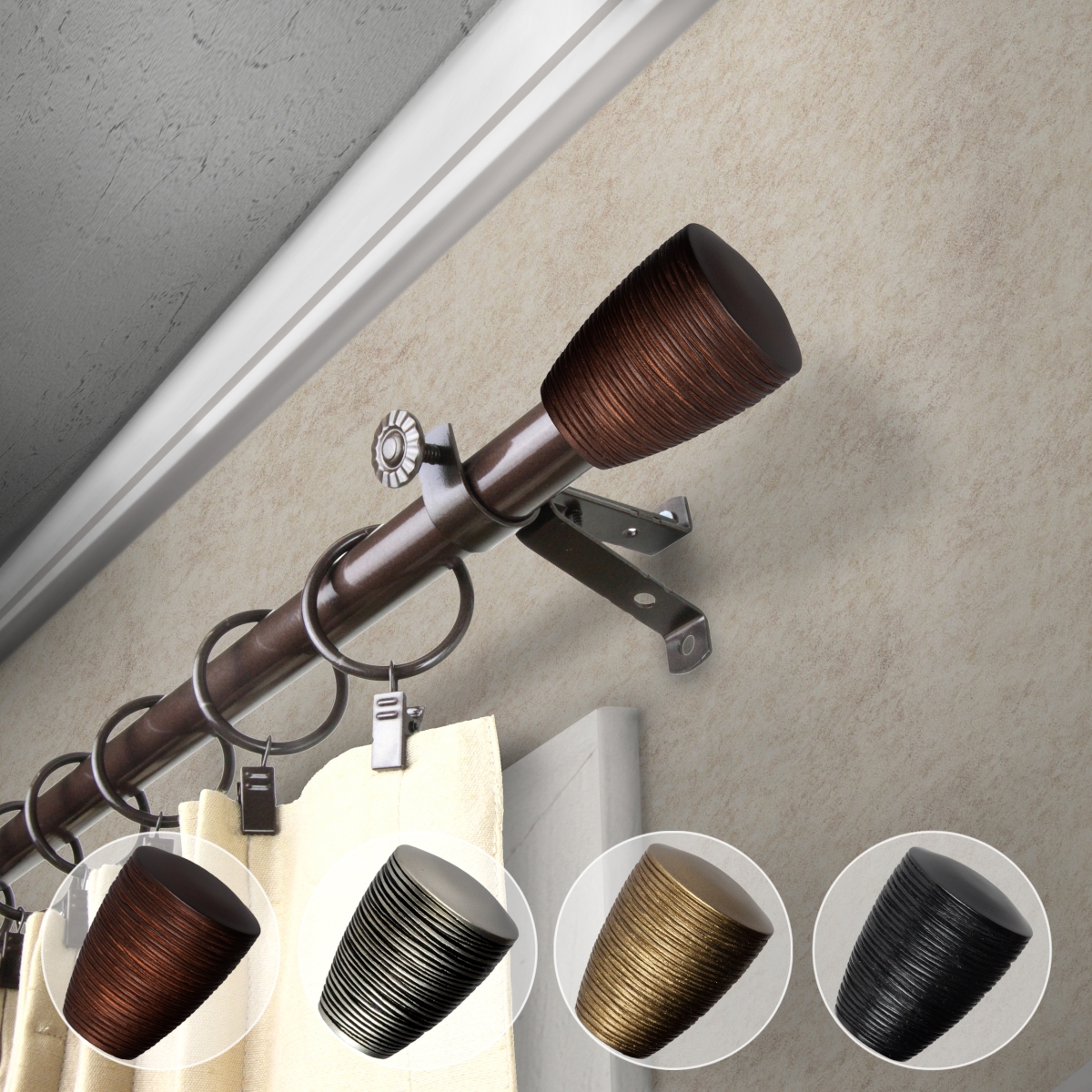 0.812 in. Dia. Anya Curtain Rod, Cocoa - 28-48 in.