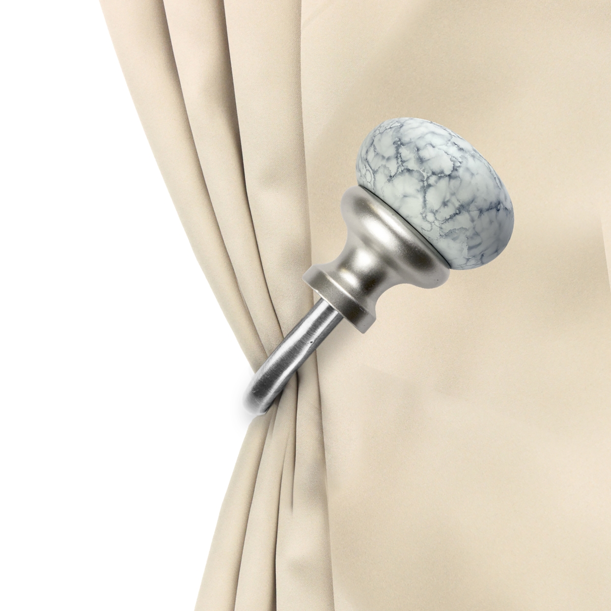 Creola Curtain Holdback & Tiebacks, Satin Nickel - Set of 2