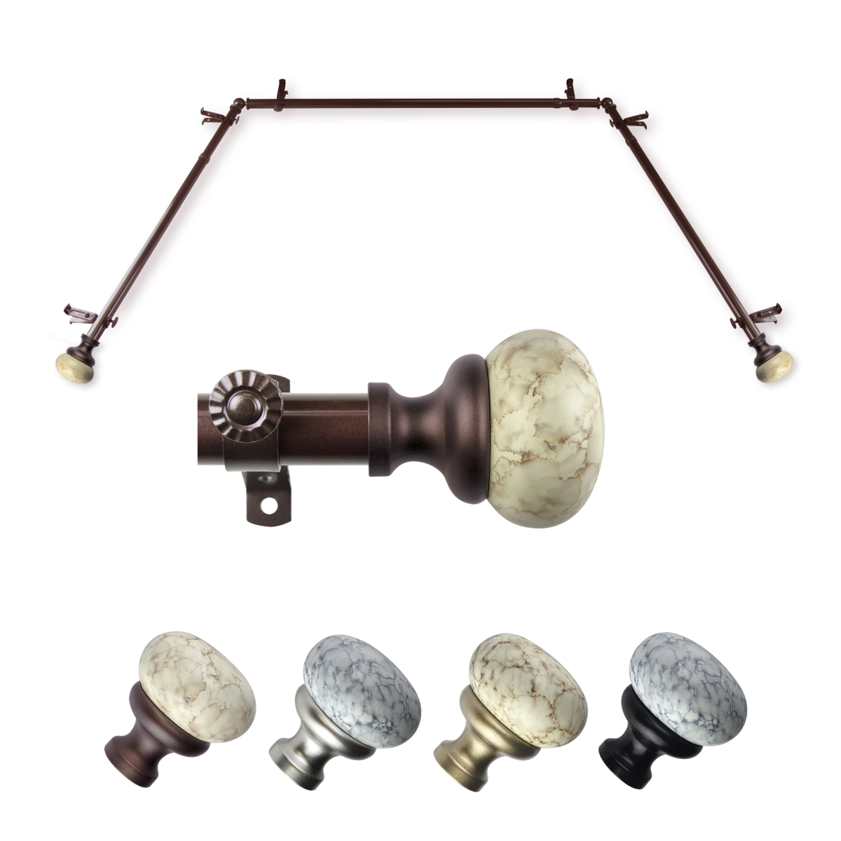 0.812 in. Dia. Creola Bay Window Curtain Rod, Cocoa