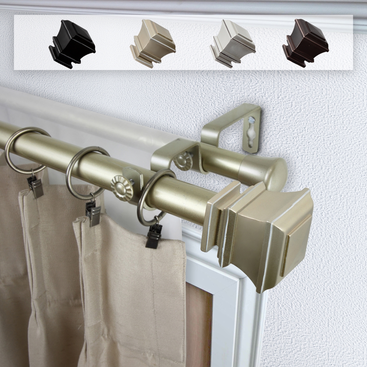 1 in. Dia. Michel Curtain Rod, Light Gold - 48-84 in.
