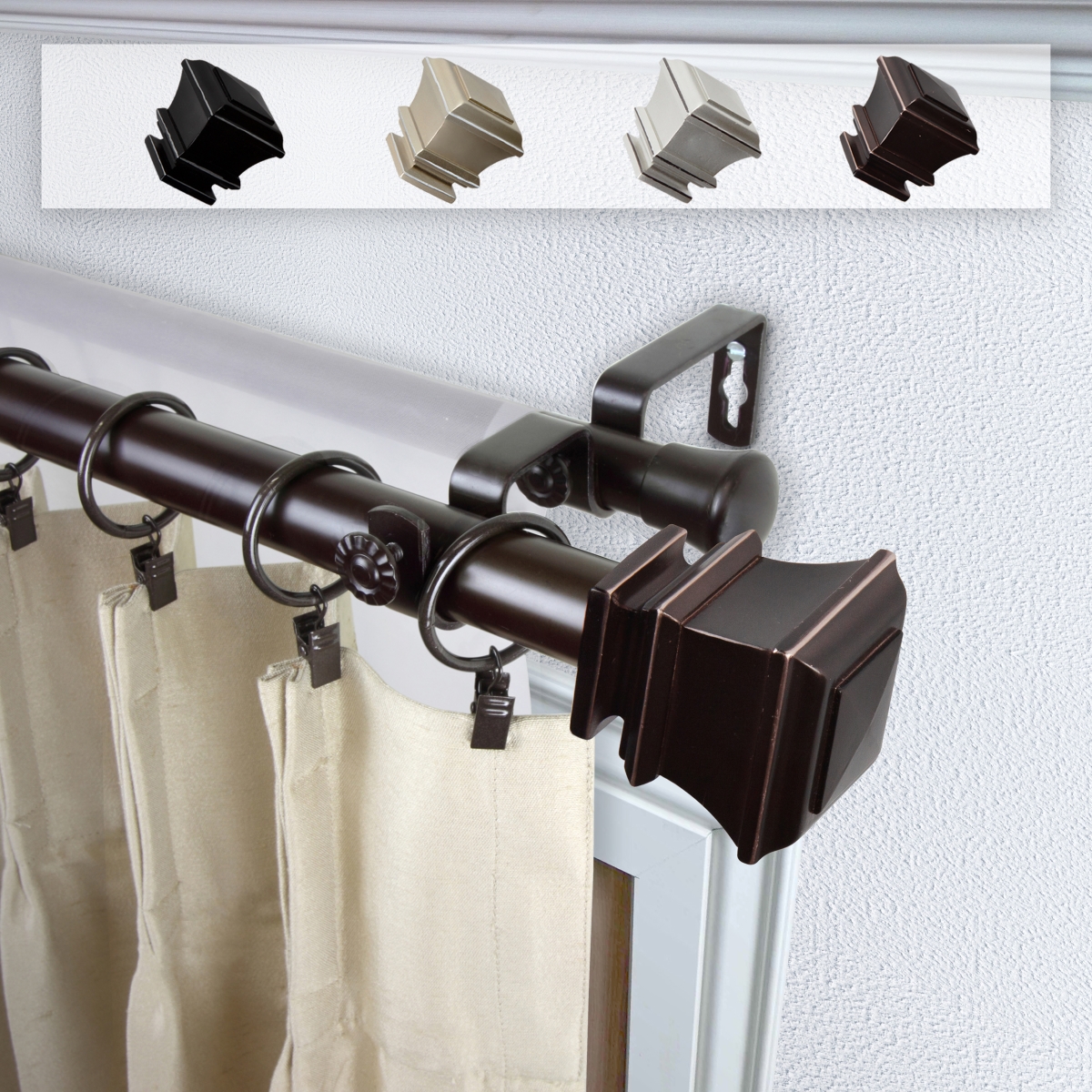 1 in. Dia. Michel Curtain Rod, Bronze - 48-84 in.
