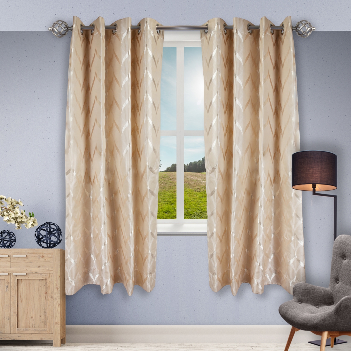 63 x 56 in. Dia. Curtain Panels, Sepia