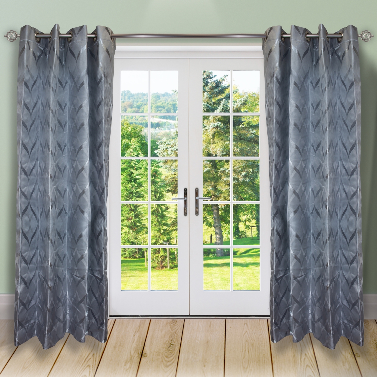84 x 56 in. Dia. Curtain Panels, Pewter