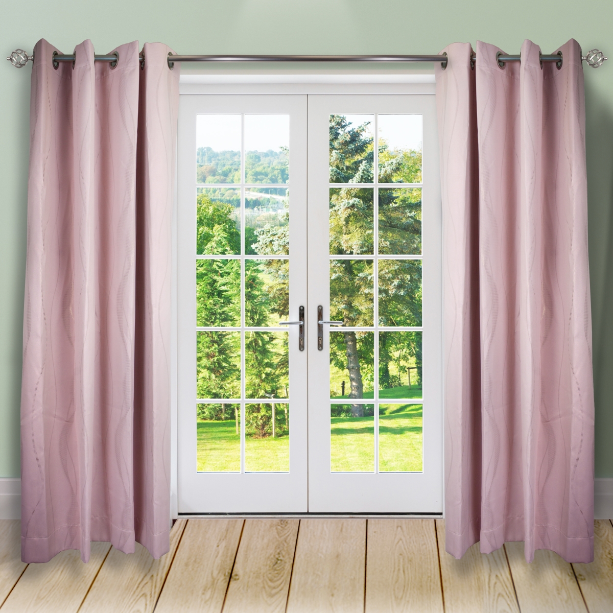 84 x 56 in. Dia. Curtain Panels, Rose