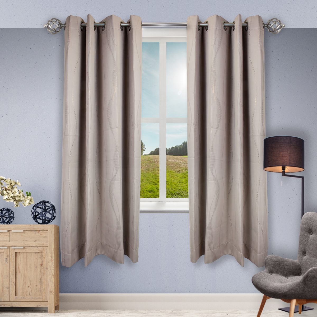 63 x 56 in. Dia. Curtain Panels, Cedar