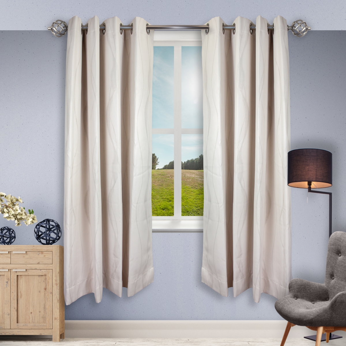 63 x 56 in. Dia. Curtain Panels, Wheat