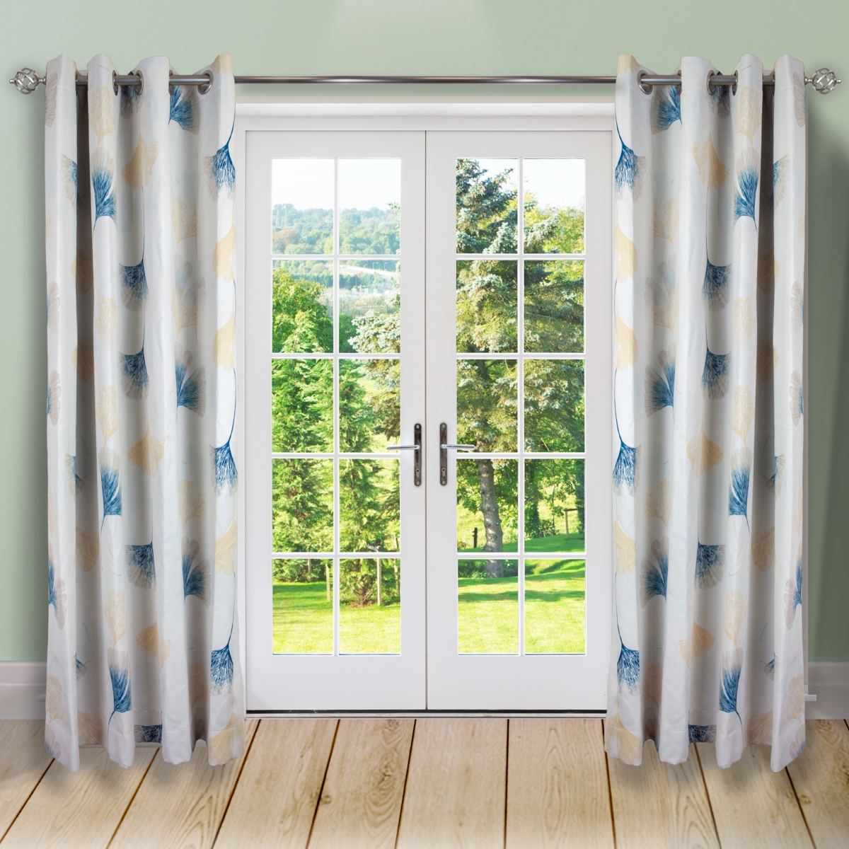84 x 56 in. Dia. Curtain Panels, Almond Floral