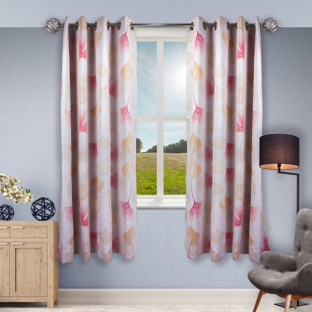 63 x 56 in. Dia. Curtain Panels, Blush Floral
