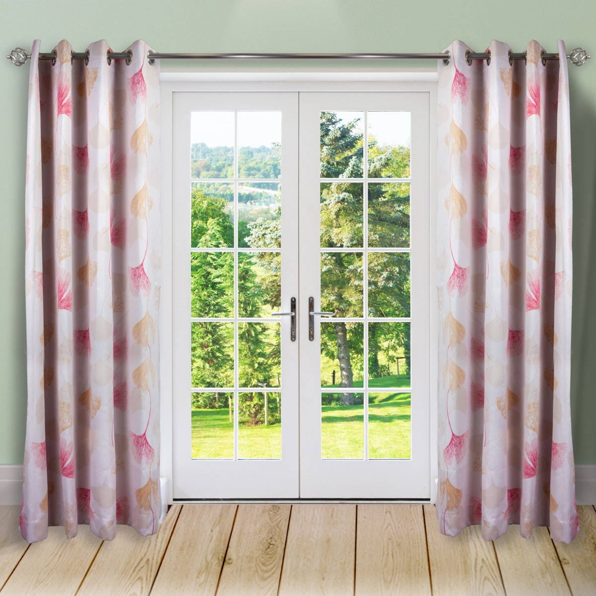 84 x 56 in. Dia. Curtain Panels, Blush Floral