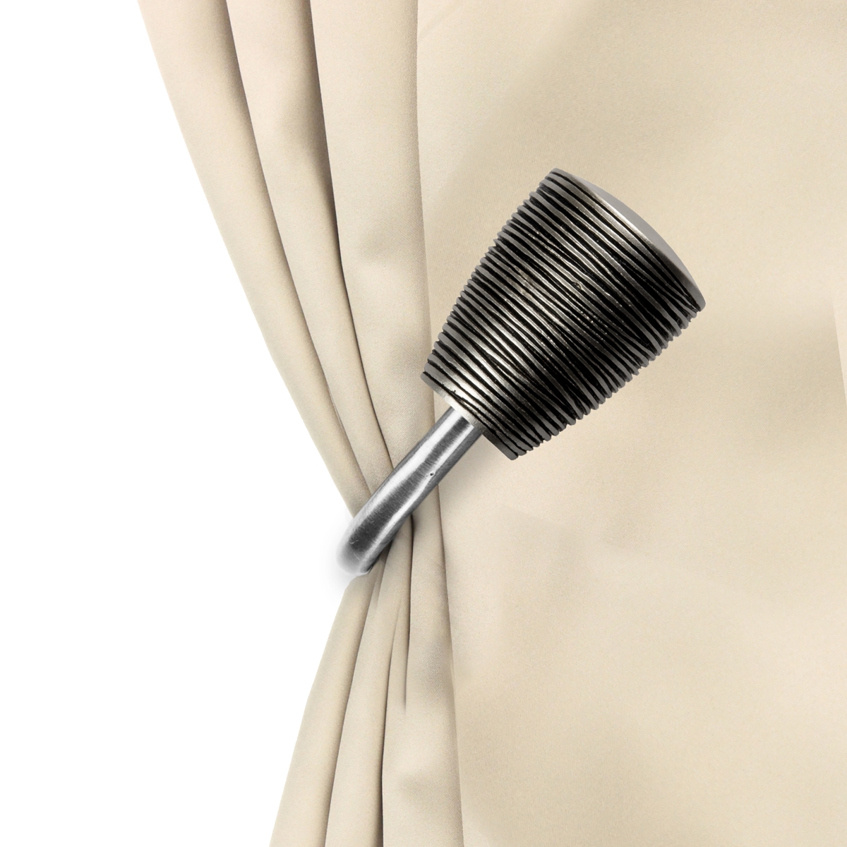 Anya Curtain Holdback & Tiebacks, Satin Nickel - Set of 2