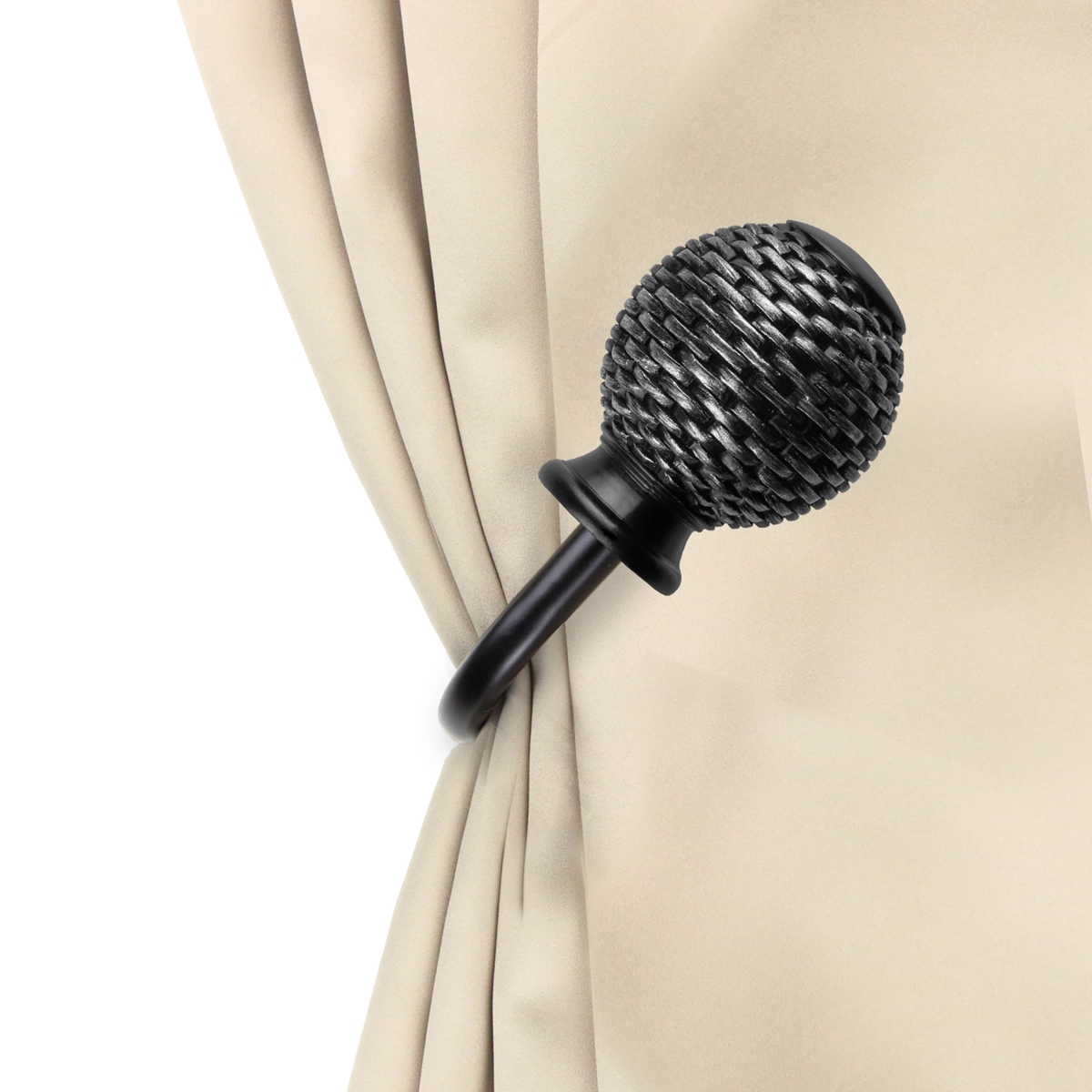 Vanna Curtain Holdback & Tiebacks, Black - Set of 2